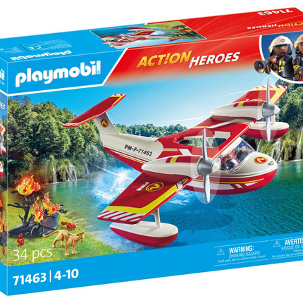 Playmobil 71463 Action Heroes: Firefighting Seaplane with Extinguishing Function, heroic rescue missions, with a firefighter, imaginative role-play, detailed play sets suitable for children ages 4+