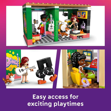 LEGO Friends Music Shop & Apartment Toy with 3 Mini Dolls, a Pet Corgi Animal Figure & Musical Instruments incl. a Piano, Drum Kit, Guitars & Accessories - Gift for 7+ Year Old Girls - 42653