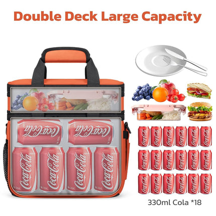 Maelstrom Lunch Box, Sac Repas Isotherme 20 L pour Hommes et Femmes, Sac Glacière Double Compartiment Extensible et Étanche avec 6 Poches, Sac à Déjeuner Réutilisable pour le Travail, Pique-nique, Voyage, Orange