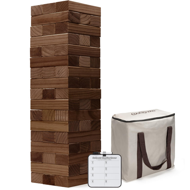 GoSports Large Dark Stain Toppling Tower with Bonu
