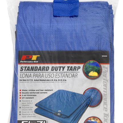 Performance Tool Tarp for Camping and Weather Protection, Aluminum, Blue, 5 x 7 feet