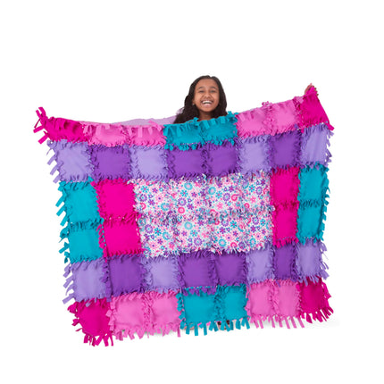 Melissa & Doug ¡Creado por mí! Manta de flores de vellón Kit de manualidades sin coser (48 cuadros, 1.22 m x 1.52 m)