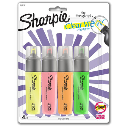 Sanford Ink Sharpie Clear View Highlighters-Yellow, Pink, Orange and Green
