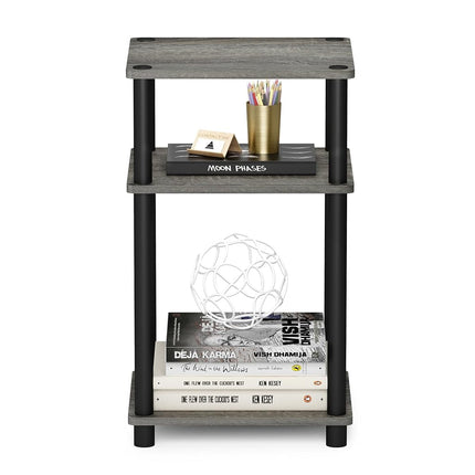 Furinno JUST Side Table, 3-Tier End Table, Open Shelves Night Stand, Bedside Table, Toolless Assembly, for Living Room, Bedroom, French Oak