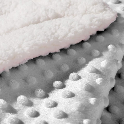 CREVENT Cozy Soft Warm Sherpa Baby Blanket for Infant Toddler's Crib Cot Stroller for Baby Boys All Season Use (76x102cm Light Grey dot)
