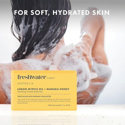 Freshwater Farm Lemon Myrtle + Manuka Honey Castile Soap Bar 8 x 200g