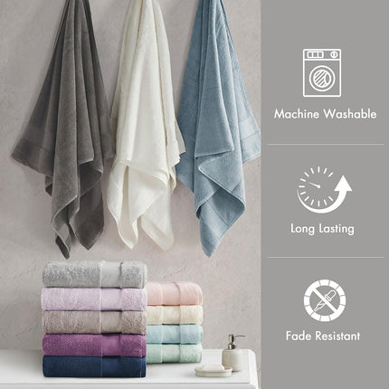 MADISON PARK SIGNATURE Turkish 100% Cotton 600Gsm Luxury Premium Thick Soft Abosorbant Hotel Bathroom Towel Set Shower Hand Face Washcloths, Assorted Sizes, Taupe 6 Piece