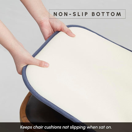 Elegant Comfort 4 Pack Chair Cushion Covers - Skid-Proof Rubber Backing - 16 x 16 Inch - Thick Dining Square Shape Seat Covers - Comfortable Textured Chair Pads with Ties - Honeycomb Pattern, Navy