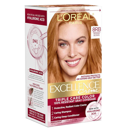 L'Oréal Paris Excellence Créme Permanent Hair Color, 8RB Medium Reddish Blonde