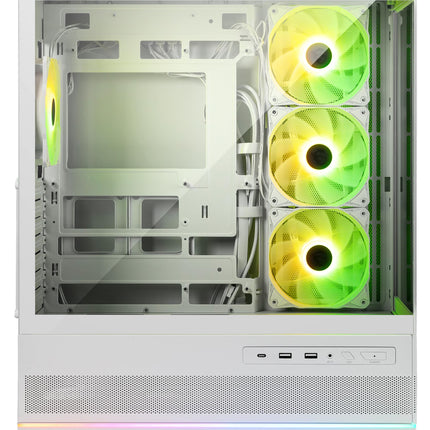 MSI MAG PANO 110R PZ White - Mid-Tower Gaming PC Case - Tempered Glass Side Panel - 3 x 120mm ARGB Fans - Liquid Cooling Support up to 360mm Radiator - Mesh Panel for Optimized Airflow