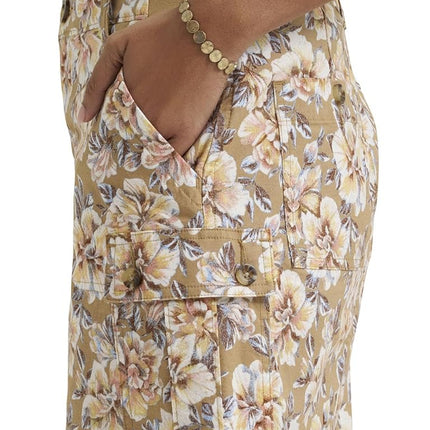 Lee Women's Ultra Lux Comfort Flex-to-Go Cargo Skort, Khaki Halogen Floral, 16