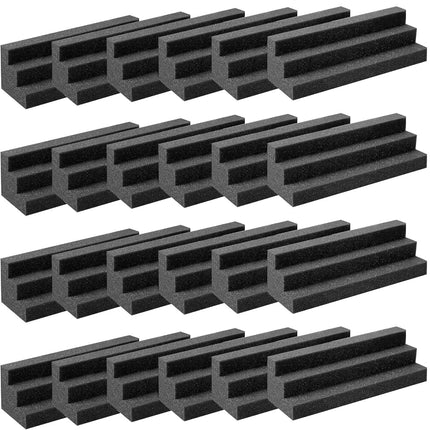 24 Pack Bass Traps Acoustic Foam Panels - 12" X 3"