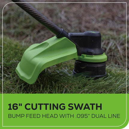 Greenworks 80V 16" Brushless Cordless String Trimmer (Carbon Fiber), 2.0Ah Battery and Charger Included