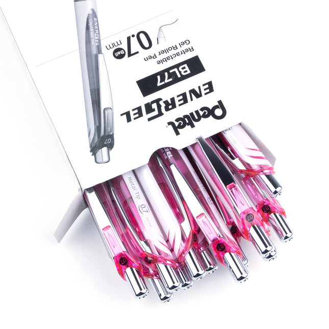 Pentel EnerGel Pearl RTX, 0,7 mm, encre noire, boîte de 12 (BL77PWP-A)