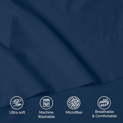 Elegant Comfort Luxury Soft 6-Piece 1500 Premium Hotel Quality Bed Sheet Set with Extra Deep Pockets 18-24 Inch, Wrinkle Free, Storage Pockets, Extra Deep Pocket 6PC Sheets, Full, Navy Blue