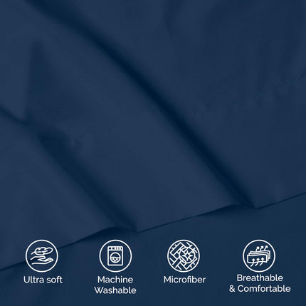 Elegant Comfort Luxury Soft 6-Piece 1500 Premium Hotel Quality Bed Sheet Set with Extra Deep Pockets 18-24 Inch, Wrinkle Free, Storage Pockets, Extra Deep Pocket 6PC Sheets, Full, Navy Blue