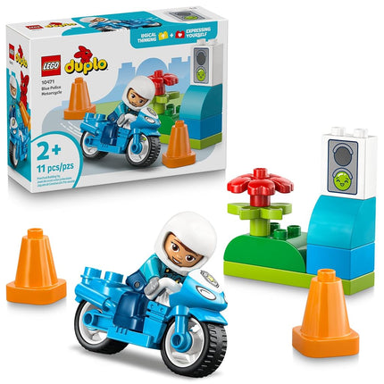 LEGO DUPLO Town Blue Police Motorcycle Building To