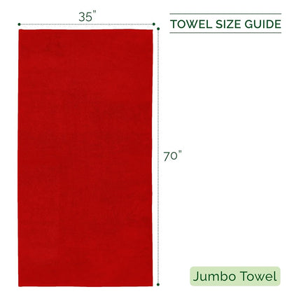 Elegant Comfort 100% Turkish Cotton 4 Lines Viscose Stripe Jumbo Bath Towel - Hotel Spa Quality Extra Large 35 x 70 Inch Bath Towel Ultra Soft, Super Absorbent Quick Dry Large Bath Towel, Red