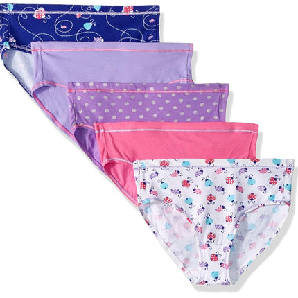 Hanes Ultimate Niñas Paquete de 5 Braguitas Elásticas de Algodón, Surtido, 4