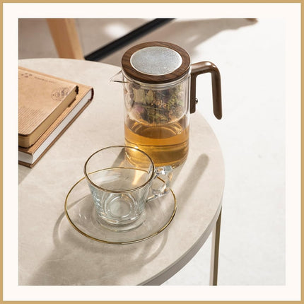 WOLTBLOOM Enchanti Tea Pot - Modern Glass Infuser Teapot - Water Separation Magic Teapot with Heat-Resistant Handle - Elegant Gift Box & Writable Card - Perfect for Loose Leaf Tea - 600 ML (20oz)