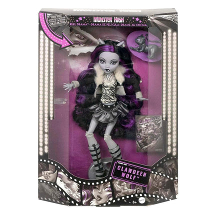 Monster High Doll, Clawdeen Wolf in Black and White, Reel Drama Collector Doll, Doll-Size and Life-Size Posters, Horror Flick Theme, Toys and Gifts