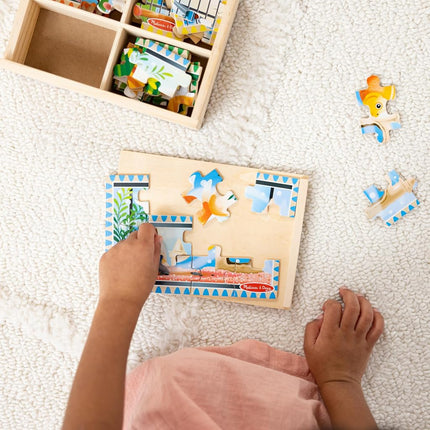 Melissa & Doug Wooden Jigsaw Puzzles in a Box 2-Pack for Preschool Boys and Girls � Pets, Vehicles