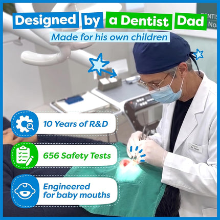 Dr. Noah Microplastic-Free Bamboo Baby Toothbrush, Dentist Designed, 6 Pack