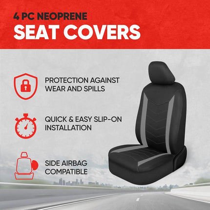 Motor Trend SpillGuard Seat Covers for Cars Trucks SUV – Gray Seat Covers with Waterproof Neoprene Lining, Automotive Car Seat Covers for Front Seats Only, Forros para Asientos de Carro