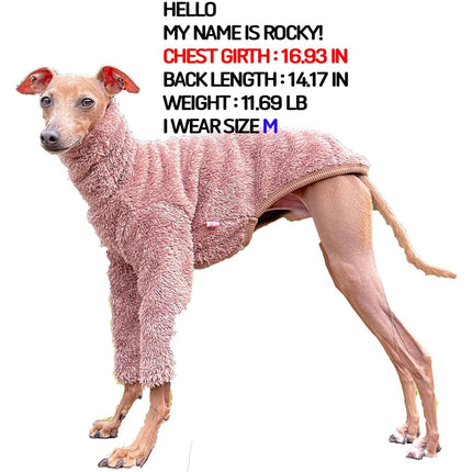 D Doggy Star Italian Greyhound Clothes Warm Fleece Sweater T Shirts Whippet for Dogs (L,Fleece Beige)