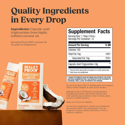 BULLETPROOF Brain Octane Oil, 15 Count