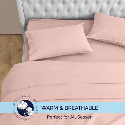Elegant Comfort Soft 4-Piece 100% Turkish Cotton Flannel Sheet Set - Premium Quality, Deep Pocket Fitted Sheet, Ultra Soft, Cozy Warm Flannel Sheets - King, Dusty Rose