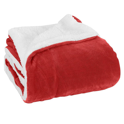 Elegant Comfort Reversible, Solid Sherpa Throw Blanket, All-Season Blanket- Super Soft, Cozy and Plush- Decorative Throw, Perfect for Lounging, 50 x 60 inches, Sherpa Throw Red