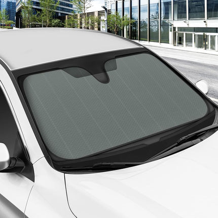 Motor Trend Front Windshield Sun Shade - Jumbo Accordion Folding Auto Sunshade for Car Truck SUV - Blocks UV Rays Sun Visor Protector - Keeps Your Vehicle Cool - 66 x 27 Inch (Gray)