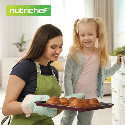 8-Piece Nonstick Stackable Bakeware Set - PFOA, PFOS, PTFE Free Baking Tray Set w/Non-Stick Coating, 450°F Oven Safe, Round Cake, Loaf, Muffin, Wide/Square Pans, Cookie Sheet (Plum)