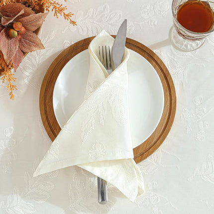 Elrene Home Fashions Elegant Woven Leaves Jacquard Damask Wrinkle Resistant Tablecloth, 60" x 120", Oblong, Ivory