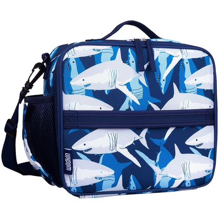 Wildkin Kids ECO rPET Insulated Lunch Box – Keeps Food Hot or Cold, Easy-Clean Lining, Mesh Pockets & BPA-Free – Boys & Girls, Ideal for School, Travel & Daycare – Sharks