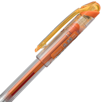 Pentel Arts Slicci Bolígrafo de gel extrafino de 0.25 mm, tinta naranja, caja de 12 (BG202-F1)