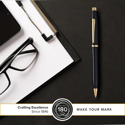 CROSS Century II Black Lacquer-23CT Gold – Ballpoint Pen incl. Luxury Gift Box – Refillable Medium Ballpen