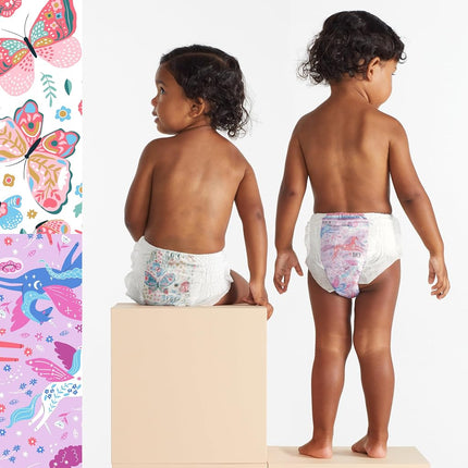 The Honest Company Calzoncitos de entrenamiento Clean Conscious para pieles sensibles | Hipoalergénicos, sin fragancia | Magical Moments + Butterfly Kisses | Talla 4T/5T (más de 17 kg), 48 unidades