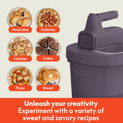 bella 3.5 Qt Hand Blender & Stand Mixer, 2 in 1 Electric Mixer with Bowl, Dough Hook, Whisk & Egg Beater, Multifunctional Handheld Blender & Mixer for Baking, 200 Watt, Plum