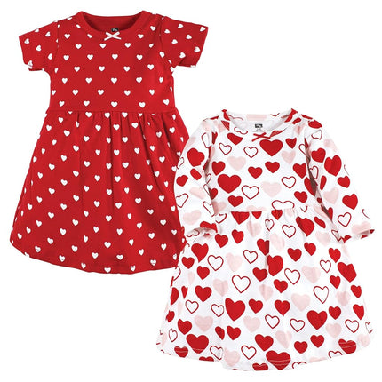 Hudson Baby Baby Girls' Cotton Dresses, Red Pink Hearts, 0-3 Months