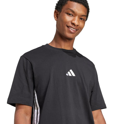 adidas Men's Essentials Single Jersey 3-Stripes T-Shirt, Black/White, XX-S
