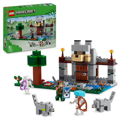 LEGO Minecraft The Wolf Stronghold - Castle Toy with a Character, 2 Skeleton Figures & 2 Wolves, plus Accessories incl. a Crafting Table - Gamer Gift for 8+ Year Old Boys & Girls - 21261