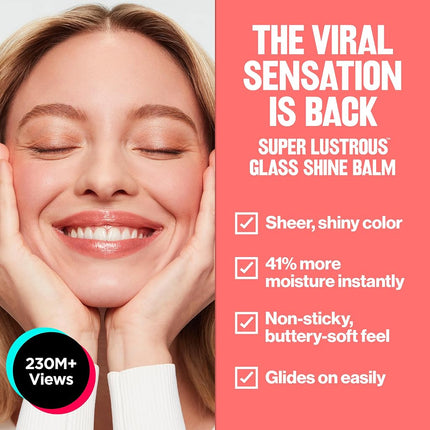 REVLON Super Lustrous Glass Shine Balm Gift Set, 3-Piece, Lipstick Multipack, Hydrating Tinted, Sheer Glossy Finish, 003 Honey Shine, 008 Rum Raisin, 006 Girly Swirly