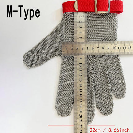 JZD stainless steel gloves, level A9 cutting resistant gloves, 304 stainless steel wire, metal mesh, kitchen cutting res (5 Finger, XL(Piece of 1)(Orange))