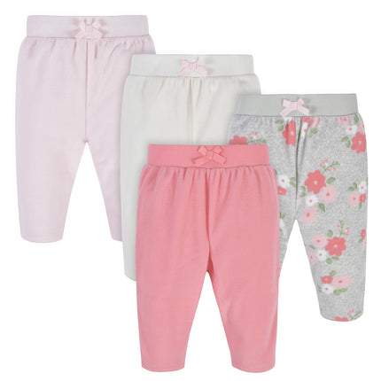 Gerber Baby Girls' 4-Pack Microfleece Pants, Flora