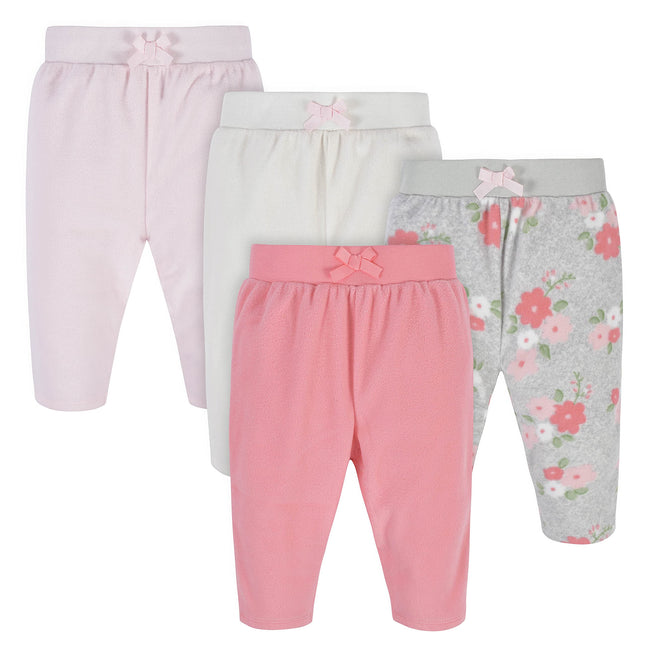 Gerber Baby Girls' 4-Pack Microfleece Pants, Flora