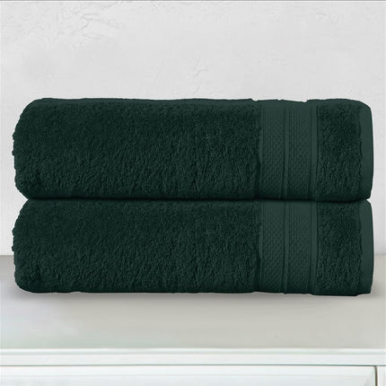 Elegant Comfort Three Line Popcorn Towel Set for Bathroom 27 x 54 inches, Premium Hotel Quality 2-Pack Bath Towels, 100% Turkish Cotton, Soft and Durable, Quick Dry and Highly Absorbent, Forest Green