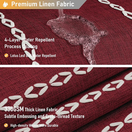BTTN 54x78 Boho Farmhouse Linen Heavy Duty Shower Curtain Set, Burgundy