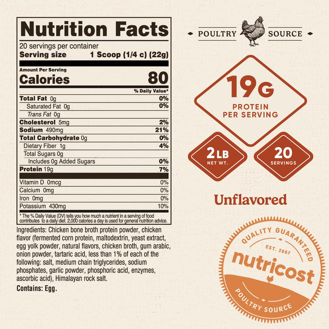 Nutricost Chicken Bone Broth Protein (Chicken Flavour, 20 Servings)
